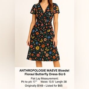 Kentucky Derby Dress Anthropologie Maeve Bloedel Floral Butterfly Dress 6